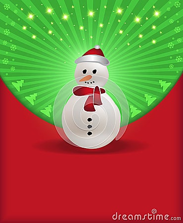 Christmas congratulations red green snowman Vector Illustration