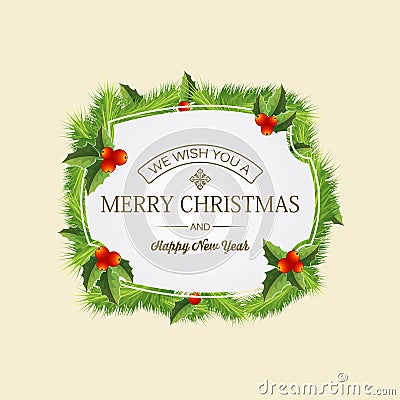 Christmas Coniferous Wreath Concept Vector Illustration