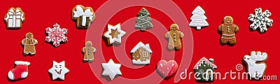 Christmas cookie pattern red seamless background Stock Photo