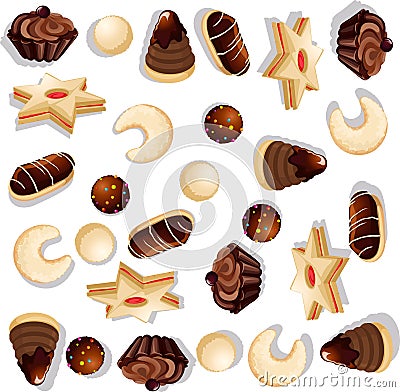 Christmas cookie pattern Vector Illustration