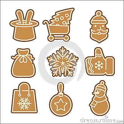 Christmas cookie vector icons set Vector Illustration