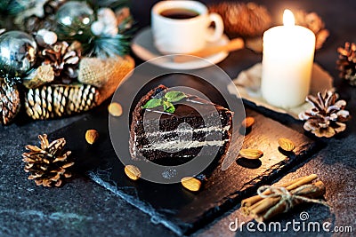 Christmas cookies and candle Stock Photo