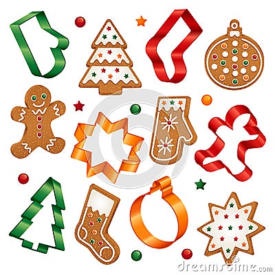 Christmas cookies and cookie cutters Stock Photo