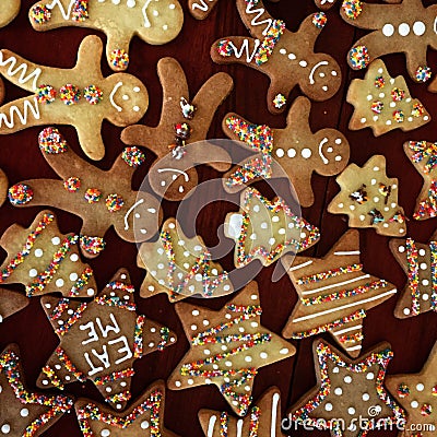 Christmas cookies decorated for kids Stock Photo