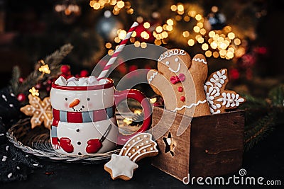 Christmas cookies and festive decor Stock Photo