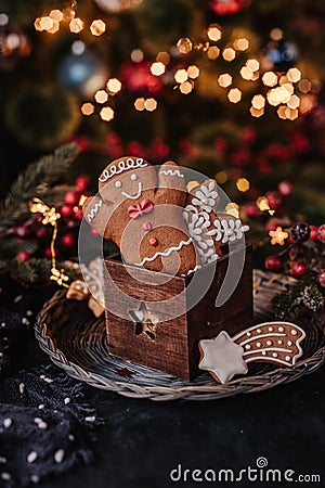 Christmas cookies and festive decor Stock Photo