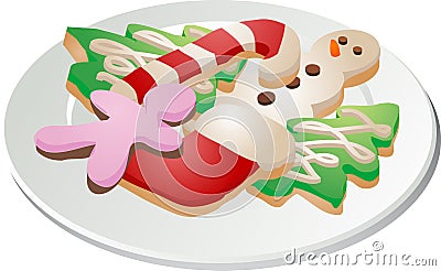 Christmas cookies ona plate Vector Illustration