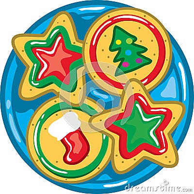 Christmas Cookies on a plate Vector Illustration