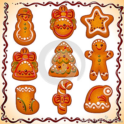 Christmas cookies set Vector Illustration