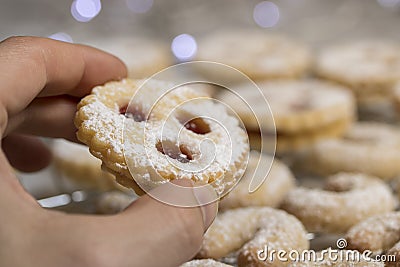 Christmas Coookies, Linzer Augen, traditional autrian cookies Stock Photo