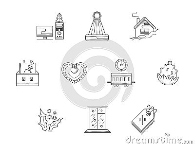 Christmas corporate event line icons set Stock Photo