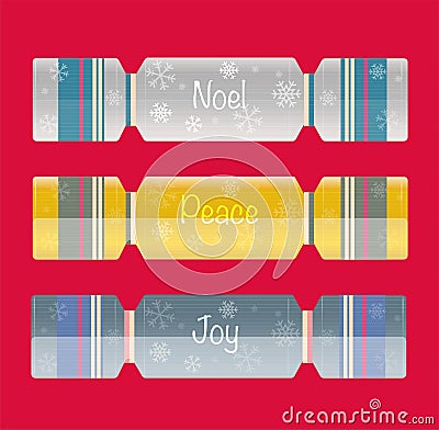 Christmas Crackers vector design on a red background Stock Photo