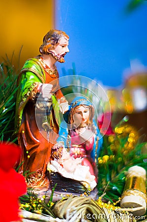 Christmas figures Maria and Joseph. Stock Photo