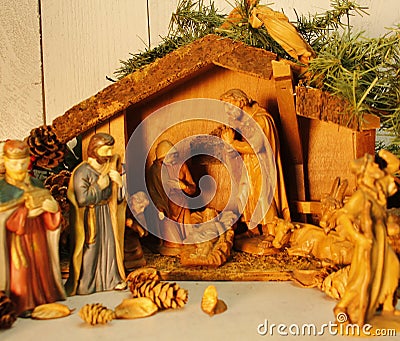 Christmas creche nativity scene Stock Photo