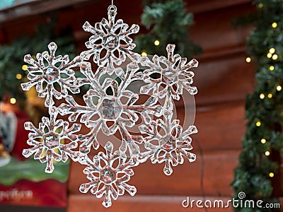 Christmas crystal snowflake: xmas market decoration Stock Photo