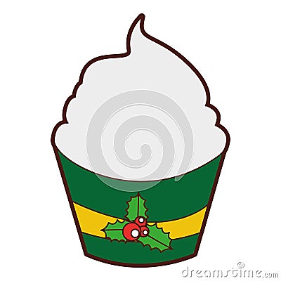 Christmas cupcake celebration icon Vector Illustration