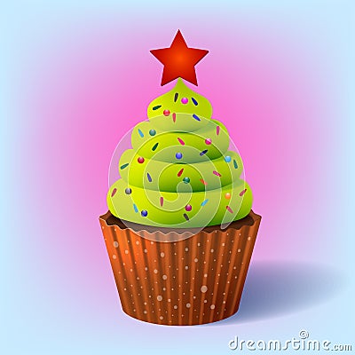 Christmas cupcake illustration Vector Illustration