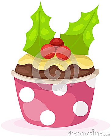 Christmas cupcake Vector Illustration