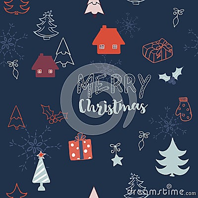 Christmas concept background seamless pattern. Vector Illustration