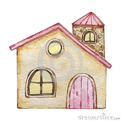 Christmas cute winter beige house Vector Illustration