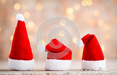 Christmas decor with angel santa hat. Vintages background. Stock Photo
