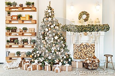 Christmas decor. Christmas tree decorations homes Stock Photo