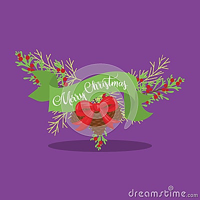 CHRISTMAS DECOR GARLAND GREEN WORD 10 Vector Illustration