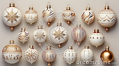 Christmas decor objects, Winter Set of realistic 3d decorations for christmas design isolated on white background. Stock Photo