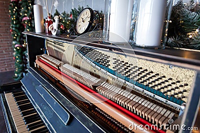 Christmas decor with an old piano Stock Photo