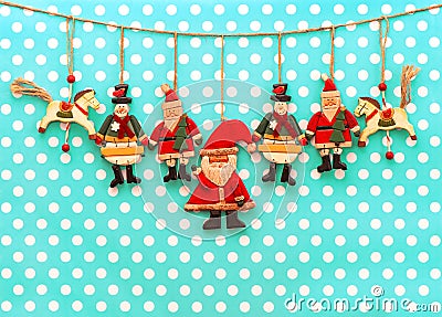 Christmas decoration with antique hand made wooden toys Stock Photo