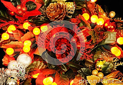 Christmas decoration with berry lights. Stock Photo