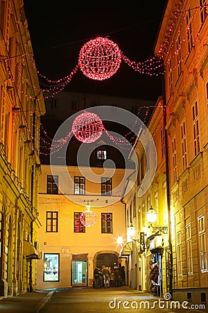 Christmas decoration in city Editorial Stock Photo