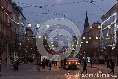 Christmas decoration at Czech street in Brno Editorial Stock Photo