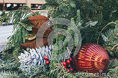 A Christmas Decoration in Downtown Des Moines, Iowa Stock Photo