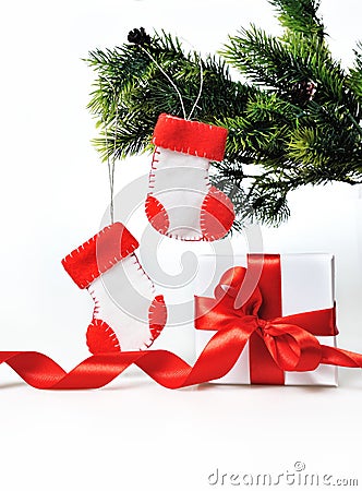 Christmas decoration with gift Stock Photo