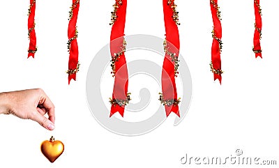 Christmas decoration with hand and heart Stock Photo