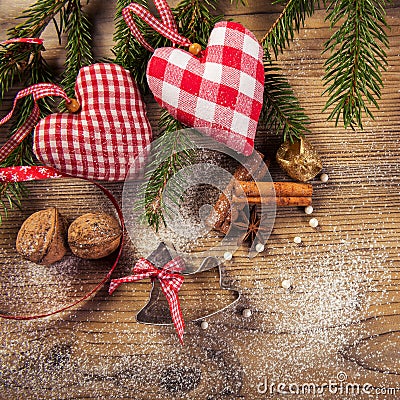 Christmas decoration, idyllic compilation, the wood background Stock Photo