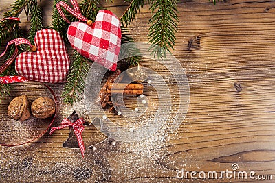 Christmas decoration, idyllic compilation, the wood background Stock Photo