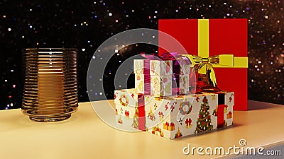 Christmas decoration image , Christmas tree and candle Stock Photo