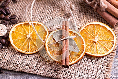 Christmas decoration, orange slice, cinnamon Stock Photo