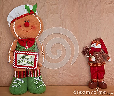 Christmas decoration over a kraft paper background Stock Photo