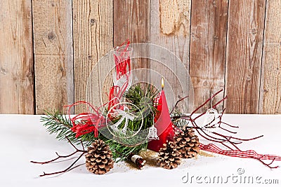 Christmas decoration with red candel 1 Stock Photo