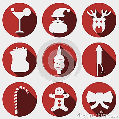 Christmas decoration, snowflakes, gifts, icons. Winter holidays Vector Illustration