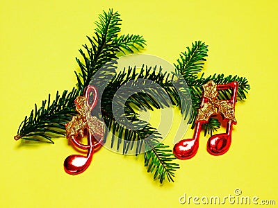 Christmas Decoration,spruce with notes Stock Photo