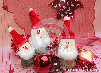 Christmas decoration with three gnomes Stock Photo