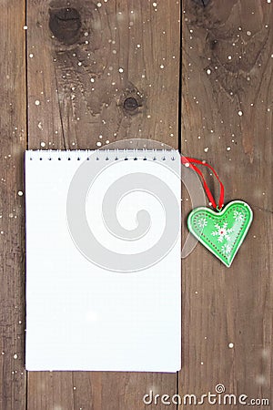 Christmas decoration wooden background. Card concept. Closeup. Top view. Flat lay. Copy space Stock Photo