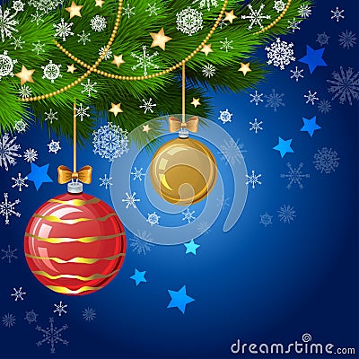 Christmas decorations on the branches fir, Christmas vector Vector Illustration