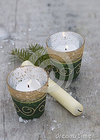 Christmas decorations with candels Stock Photo