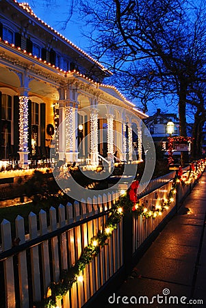 Christmas decorations on Victorian homes Editorial Stock Photo