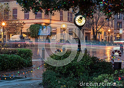 Christmas decorations in the city of Winters, California Editorial Stock Photo